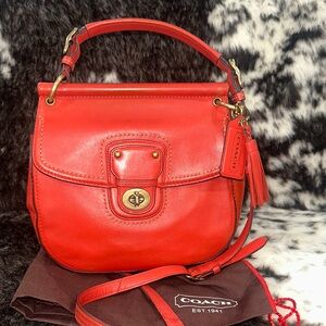Coach Willis Legacy
70th Anniversary Vermillion Leather Handbag 19132 (2012)